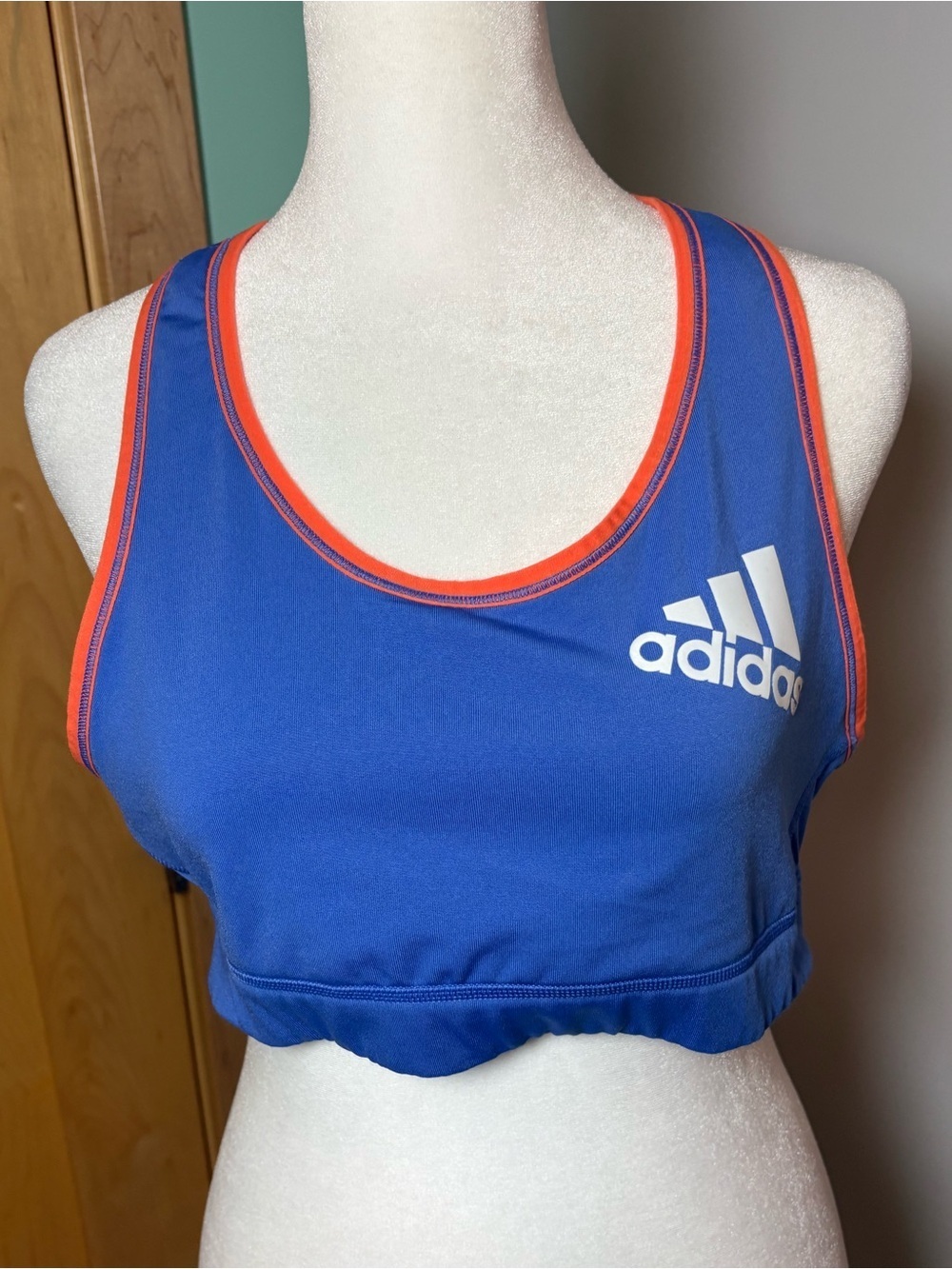 Adidas Climalite Sports Bra L Blue Orange Racerback NWT
